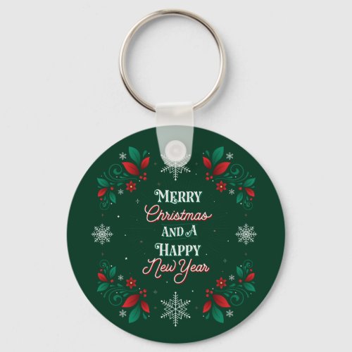 Merry Christmas and a Happy New Year Keychain