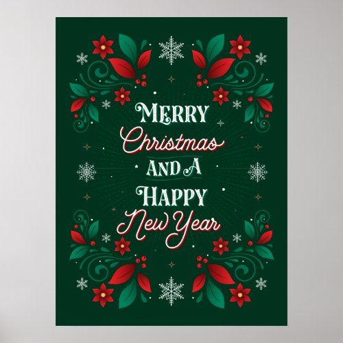 Merry Christmas and a Happy New Year Poster 18x24