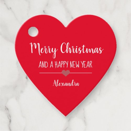 Merry Christmas and a happy New Year red name  Fav Favor Tags