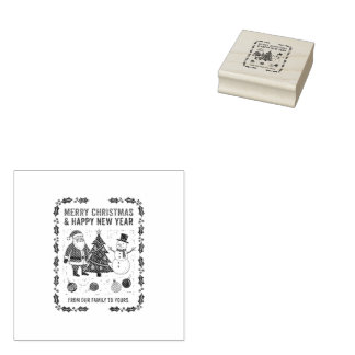 Merry Christmas and a Happy New Year Rubber Stamp