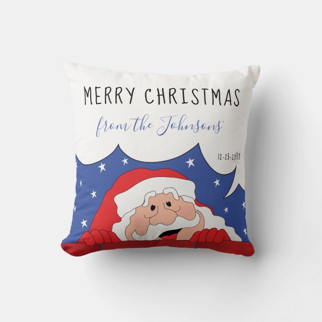 Merry Christmas and a Happy New Year Santa Says Throw Pillow (Front)