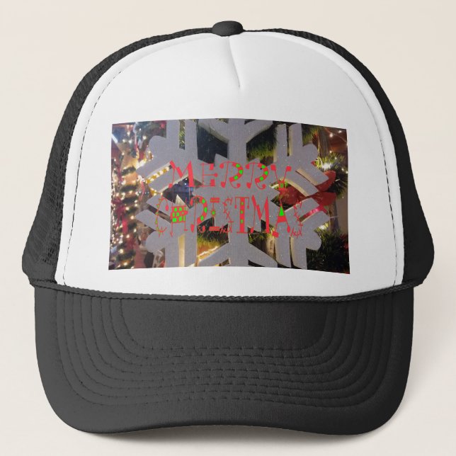 Merry Christmas and a Happy New Year Snowflake Art Trucker Hat (Front)