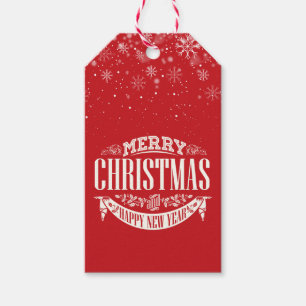 Merry Christmas and a Happy New Year Snowflakes Gift Tags