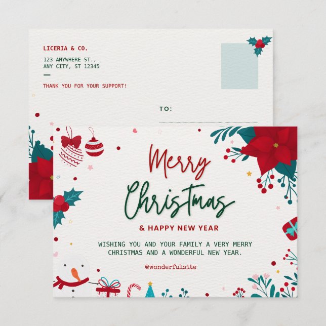 Merry Christmas and a Happy New Year Thank You Card (Front/Back)