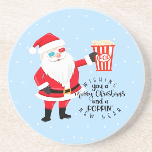 merry christmas and a poppin new year popcorn coaster