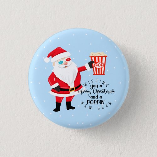 merry christmas and a poppin new year popcorn mag button