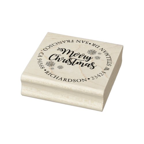 Merry Christmas and Address Rubber Stamp