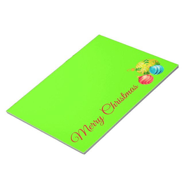 Merry Christmas and Baubles Notepad (Angled)