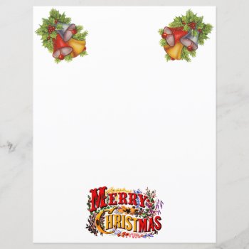 Merry Christmas And Bells Letter Paper by vintageamerican at Zazzle