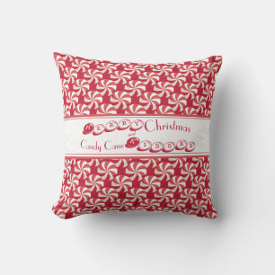Merry Christmas and Candy Cane Kisses Throw Pillow