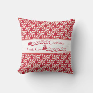 Merry Christmas and Candy Cane Kisses   Throw Pillow