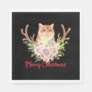 Merry Christmas and Cat Napkins