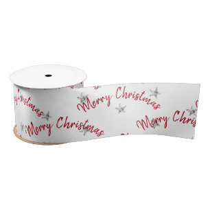 Merry Christmas and Diamond Stars Satin Ribbon