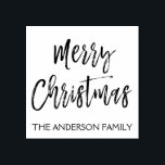 Merry Christmas and Family Name Rubber Stamp<br><div class="desc">Merry Christmas Holiday and Family Name Rubber Stamp for labeling Christmas Cards and Christmas Gifts.</div>