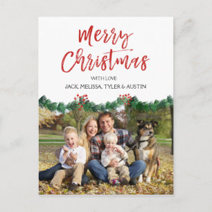 Merry Christmas and Garland Script Photo Card