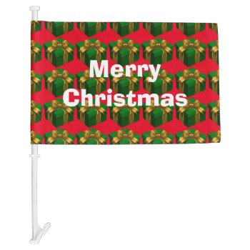 Merry Christmas And Gifts Car Flag by christmas_tshirts at Zazzle