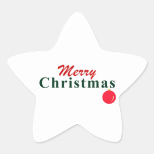 Merry Christmas and Hanging Ornament Elegant, Fun Star Sticker