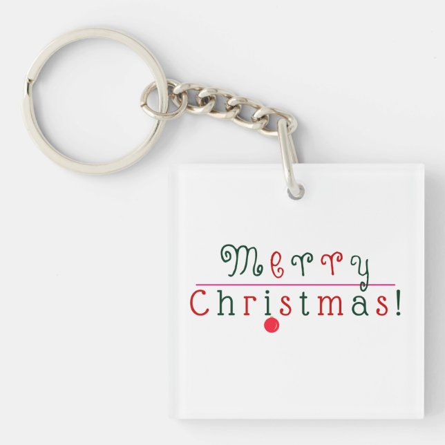 Merry Christmas and Hanging Ornament Keychain (Front)