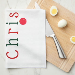 Merry Christmas and Hanging Ornament Kitchen Towel