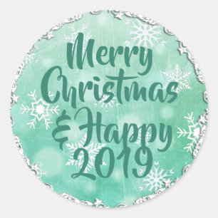 Merry Christmas and Happy 2019 Holiday Card Classic Round Sticker