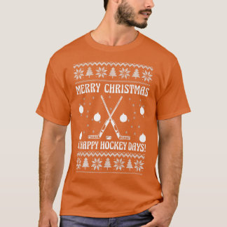 Merry Christmas And Happy Hockeydays Funny Ice Hoc T-Shirt