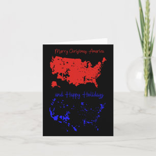 Merry Christmas And Happy Holidays Festive Usa Map Card