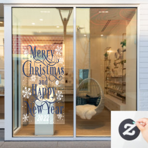 Merry Christmas and Happy New Year 2022 store Wi Window Cling