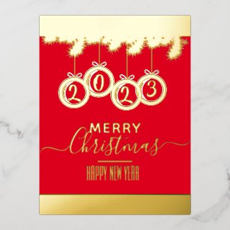 Merry Christmas and Happy New Year 2023 Red Gold