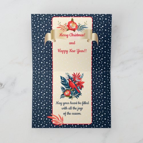 Merry Christmas and Happy New Year 2024 Blue Bird Thank You Card