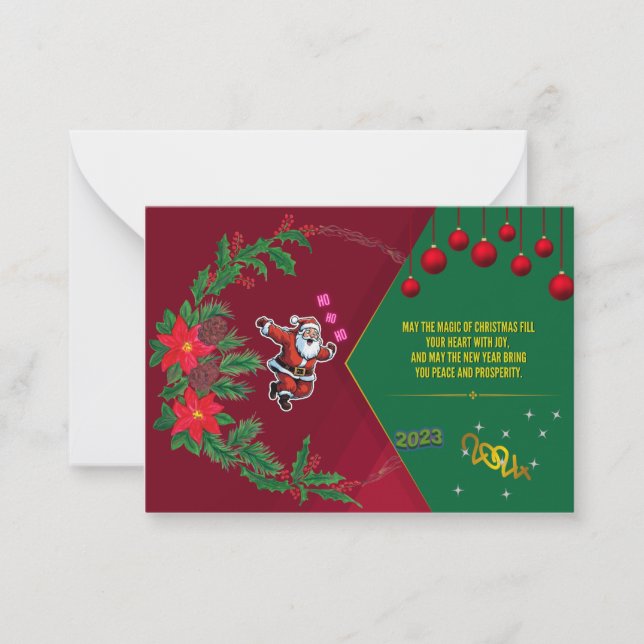 Merry Christmas and Happy New Year 2024 Greeting  Note Card (Front)
