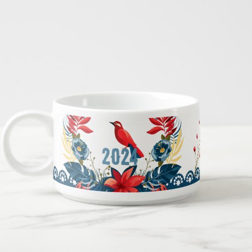 Merry Christmas and Happy New Year 2024 Red Bird Bowl