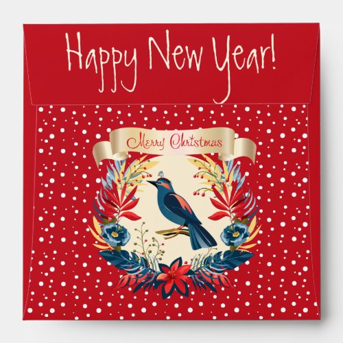 Merry Christmas and Happy New Year 2025 Blue Bird Envelope