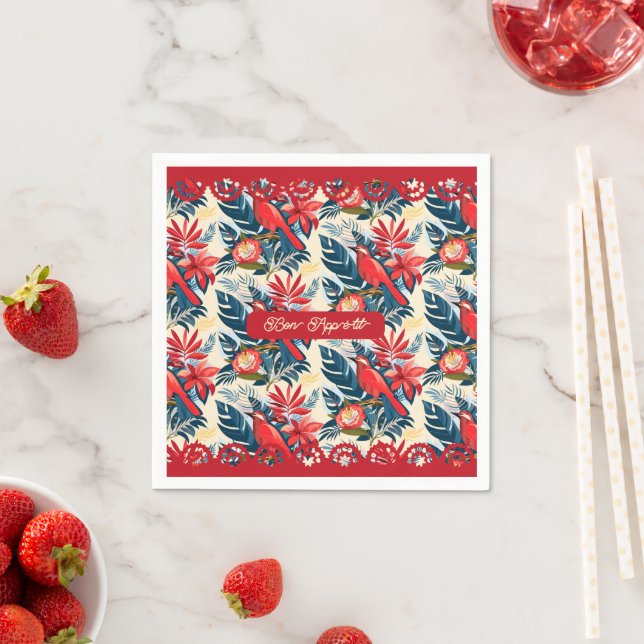 Merry Christmas and Happy New Year! 2025 Red Bird Napkins (Insitu)