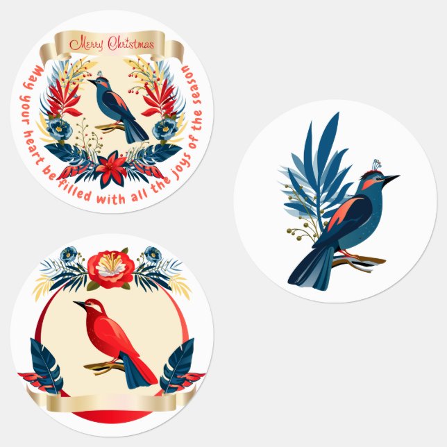 Merry Christmas and Happy New Year! 20XX Blue Bird Labels (Group)