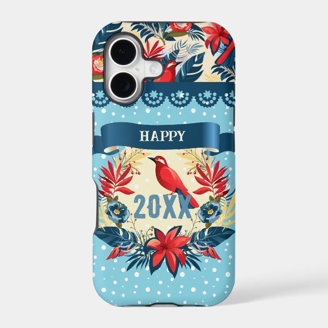 Merry Christmas and Happy New Year! 20XX Red Bird Case-Mate iPhone Case (Back)