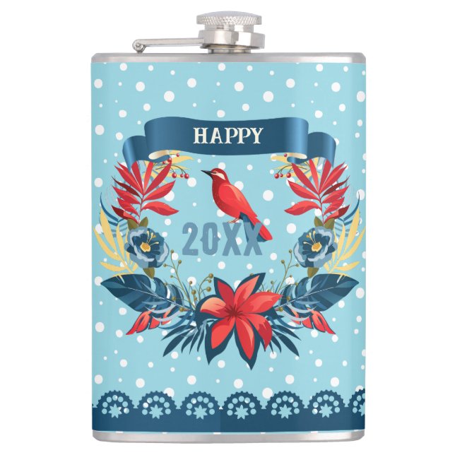 Merry Christmas and Happy New Year! 20XX Red Bird Flask (Front)