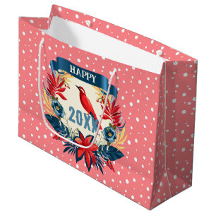 Merry Christmas and Happy New Year! 20XX Red Bird Large Gift Bag