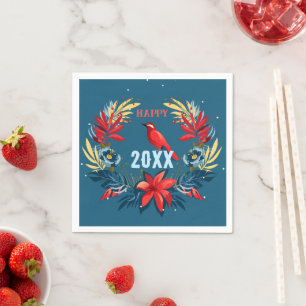 Merry Christmas and Happy New Year! 20XX Red Bird Napkins