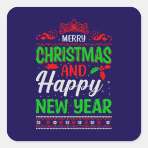 Merry Christmas And Happy New Year-61064 Square Sticker
