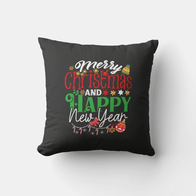 Merry Christmas And Happy New Year-67342 Throw Pillow (Front)