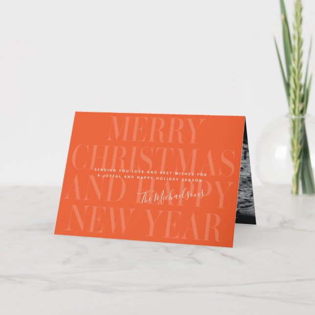 MERRY CHRISTMAS AND HAPPY NEW YEAR | Add A Photo Holiday Card (Front)