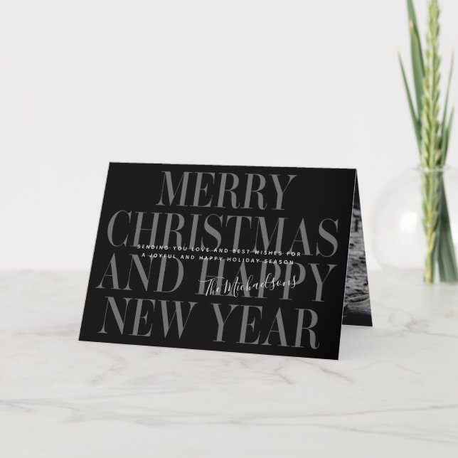 MERRY CHRISTMAS AND HAPPY NEW YEAR | Add A Photo Holiday Card (Front)