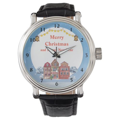 Merry Christmas and Happy New Year Black Vintage  Watch