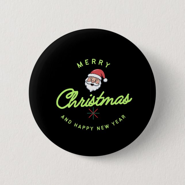 Merry Christmas and Happy New Year Button (Front)