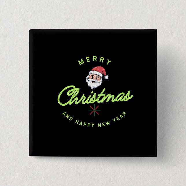 Merry Christmas and Happy New Year Button (Front)