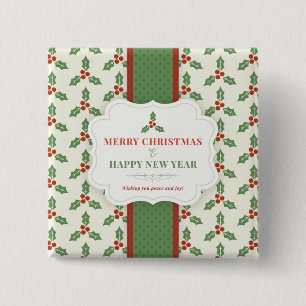 Merry Christmas and Happy New Year Button