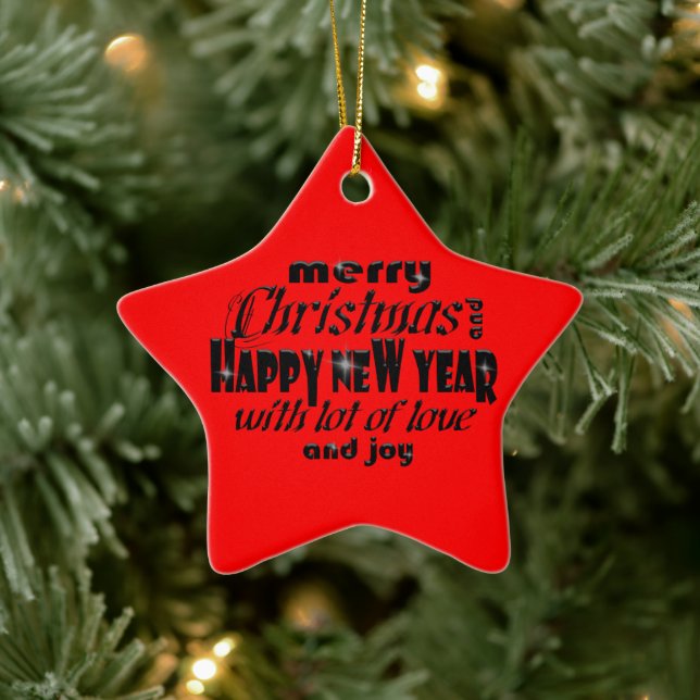 Merry Christmas and Happy New Year Ceramic Ornament (Tree)