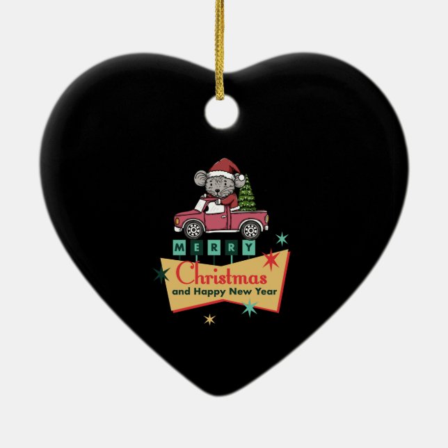 Merry Christmas and Happy New Year Ceramic Ornament (Back)