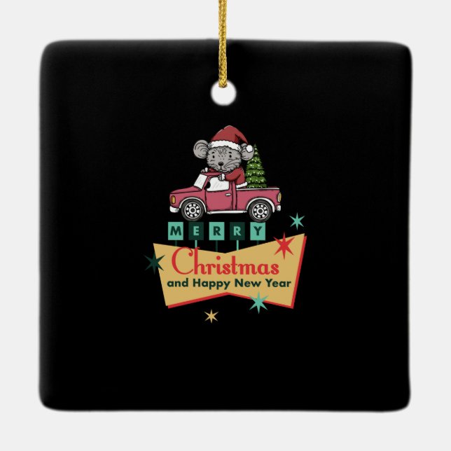 Merry Christmas and Happy New Year Ceramic Ornament (Back)