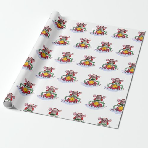 Merry Christmas and Happy New Year Cheese Mouse Wrapping Paper